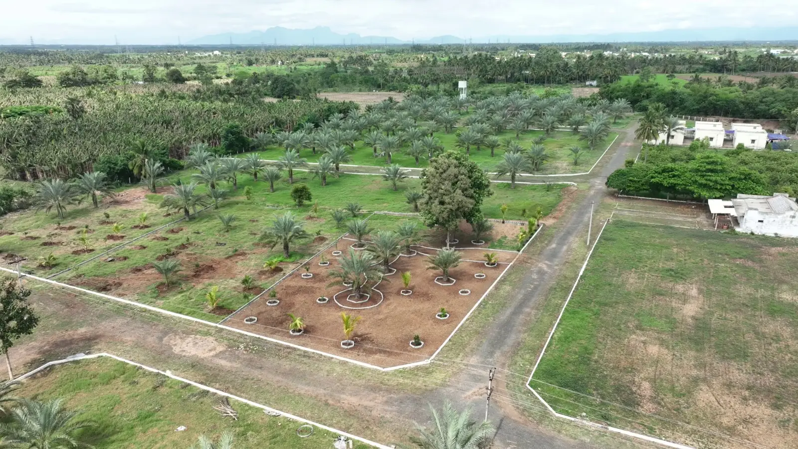 Land for sale in Kanurpudur, Coimbatore - aerial landscape view of 21 acre farm plots